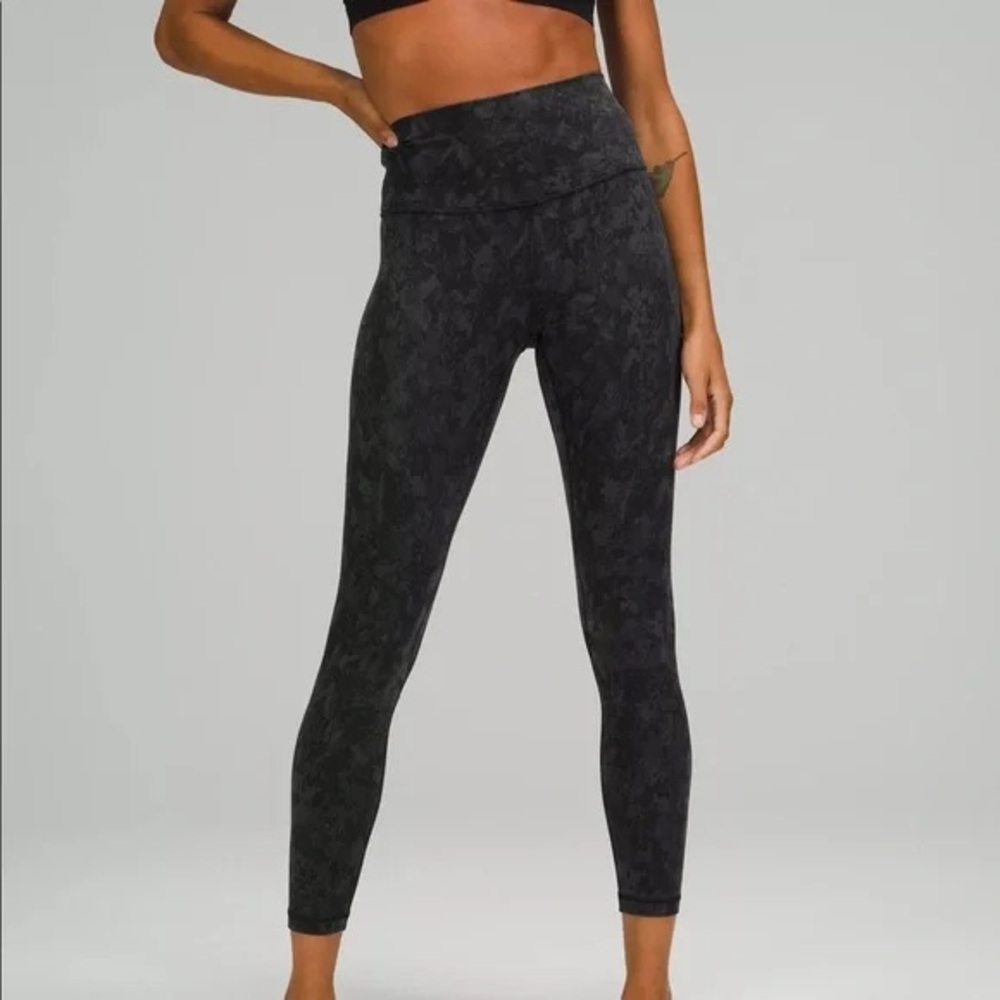 Lululemon Athletica Charcoal Hideaway Camo Wunder Train Leggings, 25”